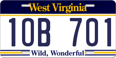 WV license plate 1OB701