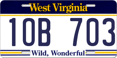 WV license plate 1OB703