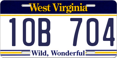 WV license plate 1OB704