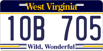 WV license plate 1OB705