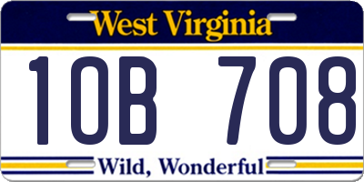 WV license plate 1OB708