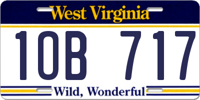 WV license plate 1OB717