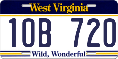 WV license plate 1OB720
