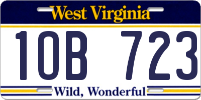 WV license plate 1OB723