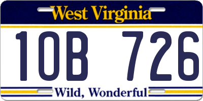 WV license plate 1OB726