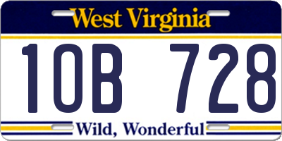 WV license plate 1OB728