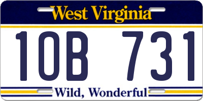 WV license plate 1OB731