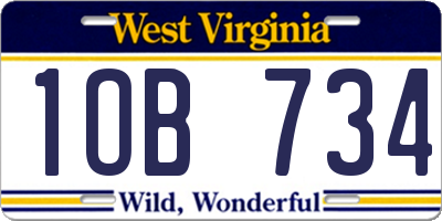 WV license plate 1OB734