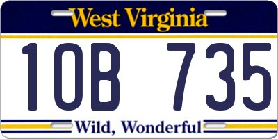 WV license plate 1OB735
