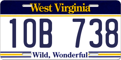 WV license plate 1OB738