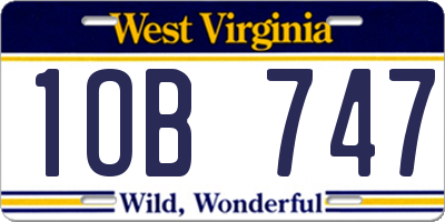 WV license plate 1OB747