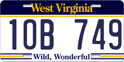 WV license plate 1OB749