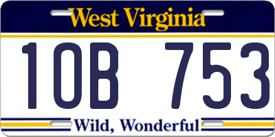 WV license plate 1OB753
