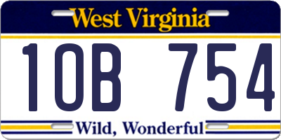 WV license plate 1OB754