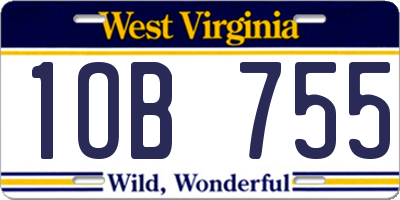 WV license plate 1OB755