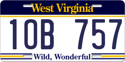 WV license plate 1OB757