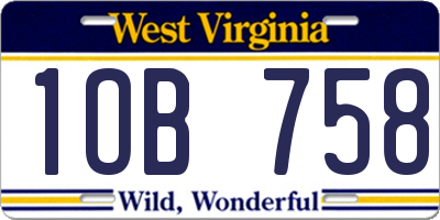 WV license plate 1OB758