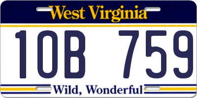 WV license plate 1OB759