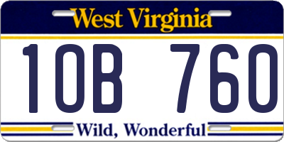 WV license plate 1OB760