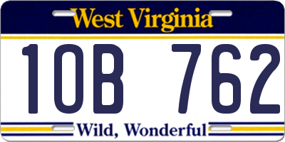 WV license plate 1OB762