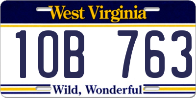 WV license plate 1OB763