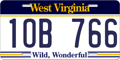 WV license plate 1OB766
