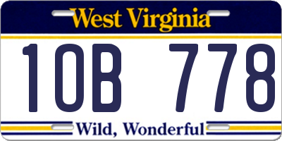 WV license plate 1OB778