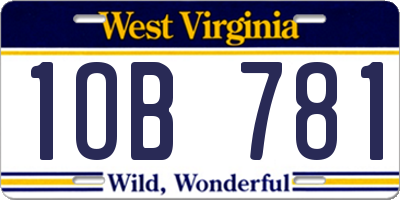 WV license plate 1OB781