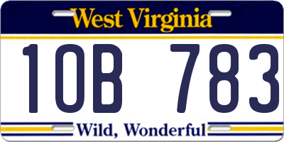 WV license plate 1OB783