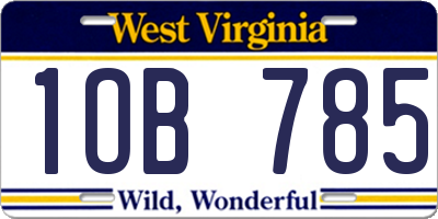 WV license plate 1OB785