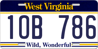 WV license plate 1OB786