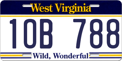 WV license plate 1OB788