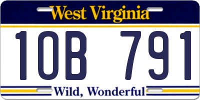 WV license plate 1OB791