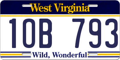 WV license plate 1OB793