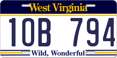 WV license plate 1OB794