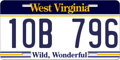 WV license plate 1OB796
