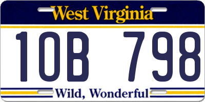 WV license plate 1OB798