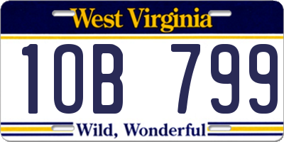 WV license plate 1OB799