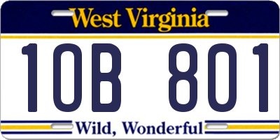WV license plate 1OB801