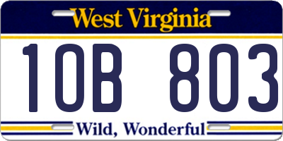 WV license plate 1OB803