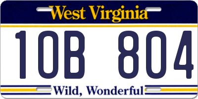 WV license plate 1OB804
