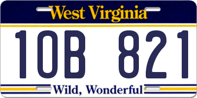 WV license plate 1OB821