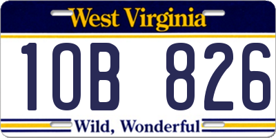 WV license plate 1OB826