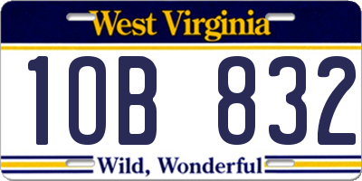 WV license plate 1OB832