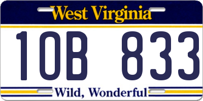 WV license plate 1OB833