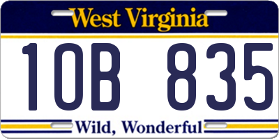 WV license plate 1OB835