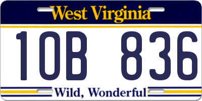 WV license plate 1OB836