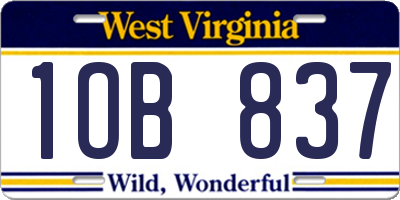 WV license plate 1OB837