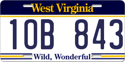 WV license plate 1OB843