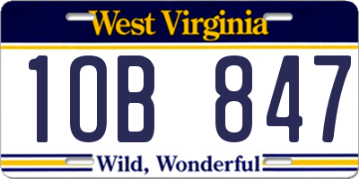 WV license plate 1OB847